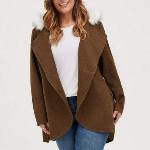 Torrid Outlander Coat Fur Tweed Riding Coat Jacket 0 - Picture 1 of 15